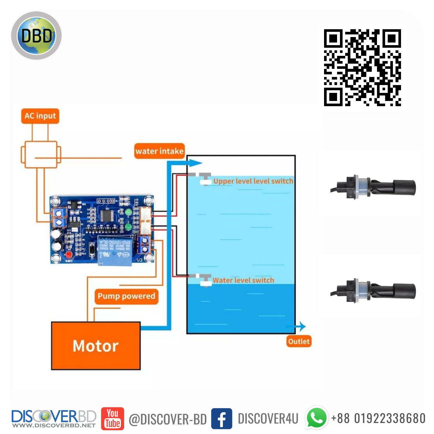 Water Level Controller Set with Floating Sensor » DiscoverBD