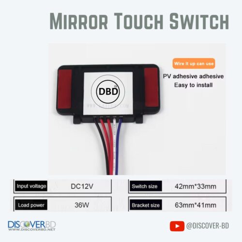 Multi Color Mirror Touch Switch with Dimmer 12 Volt, 26 Watt